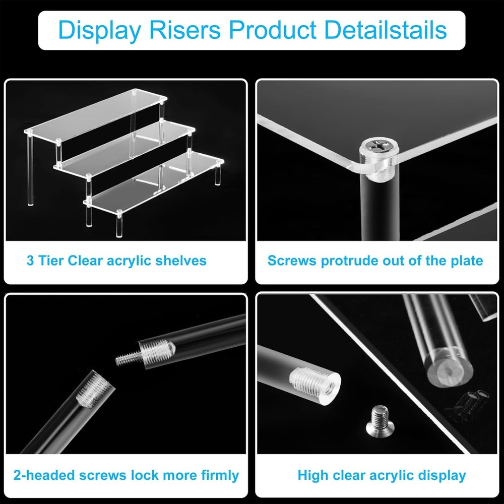 Large Acrylic Display Risers, Perfume Stand Organizer, Clear