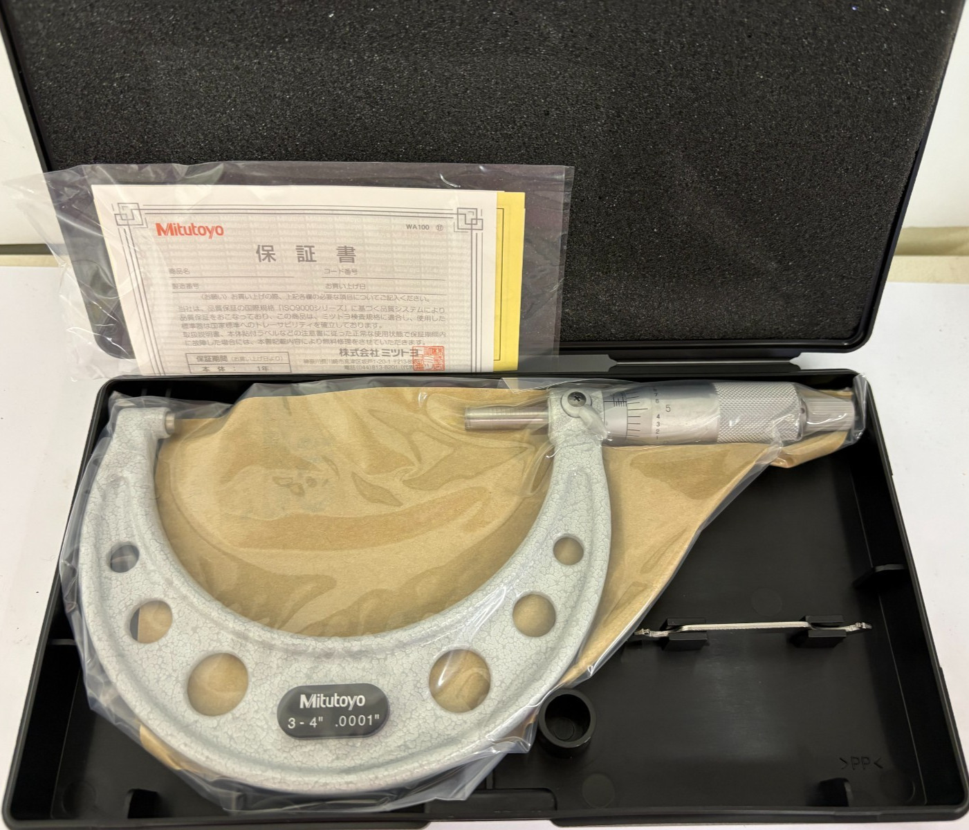 3-4" MITUTOYO MCROMETER 103-218 NEW RATCHET THIMBLE CARBIDE FACE .0001"