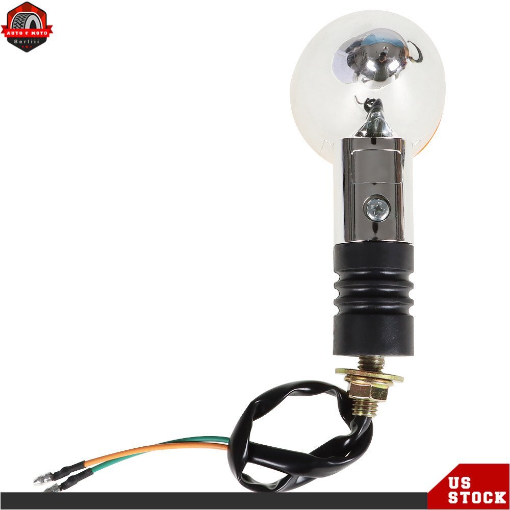 2×Amber Chrome Front Rear Turn Signal Blinker Indicator Light Motorcycle