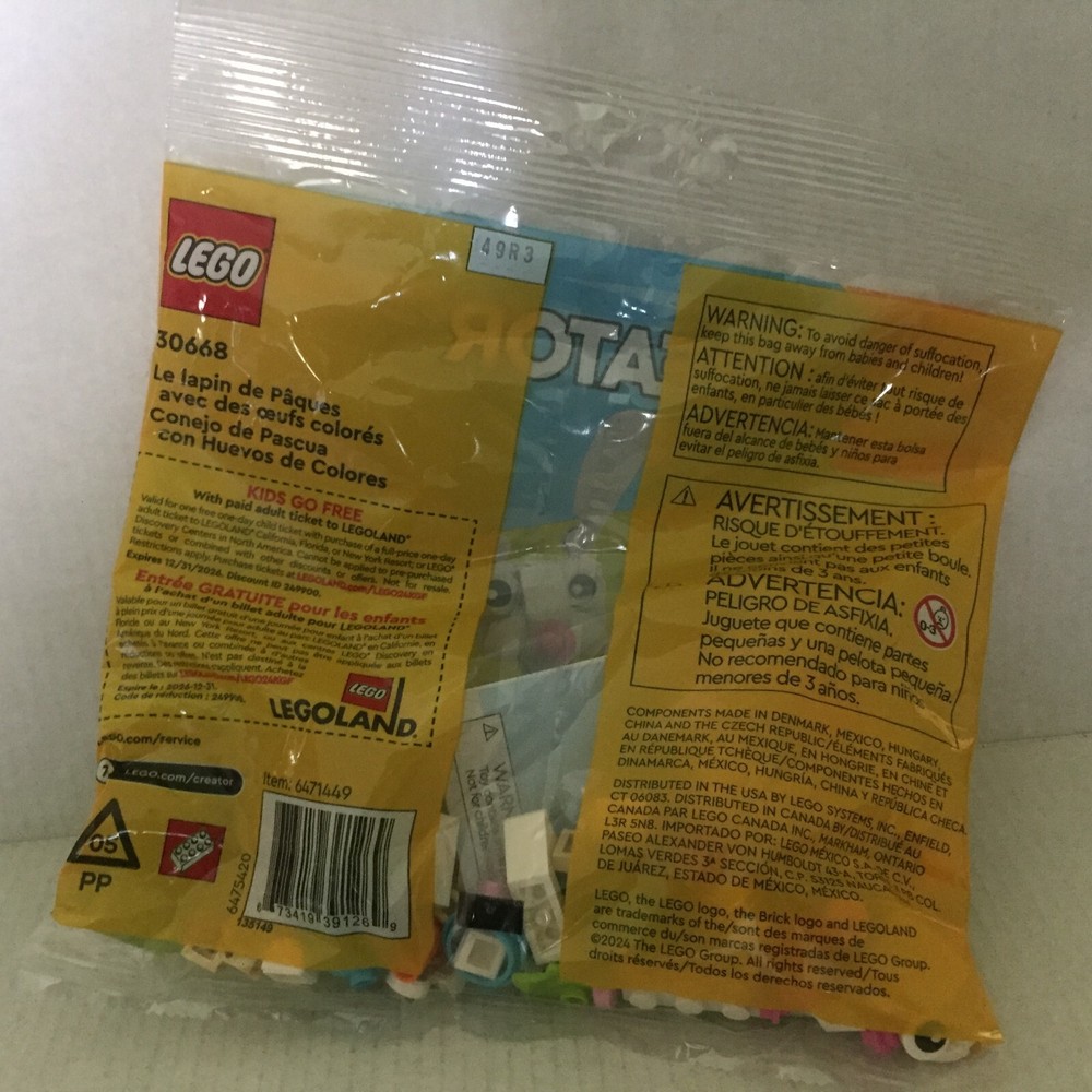 New Lego Creator Easter Bunny with Colorful Eggs Set Polybag #30668