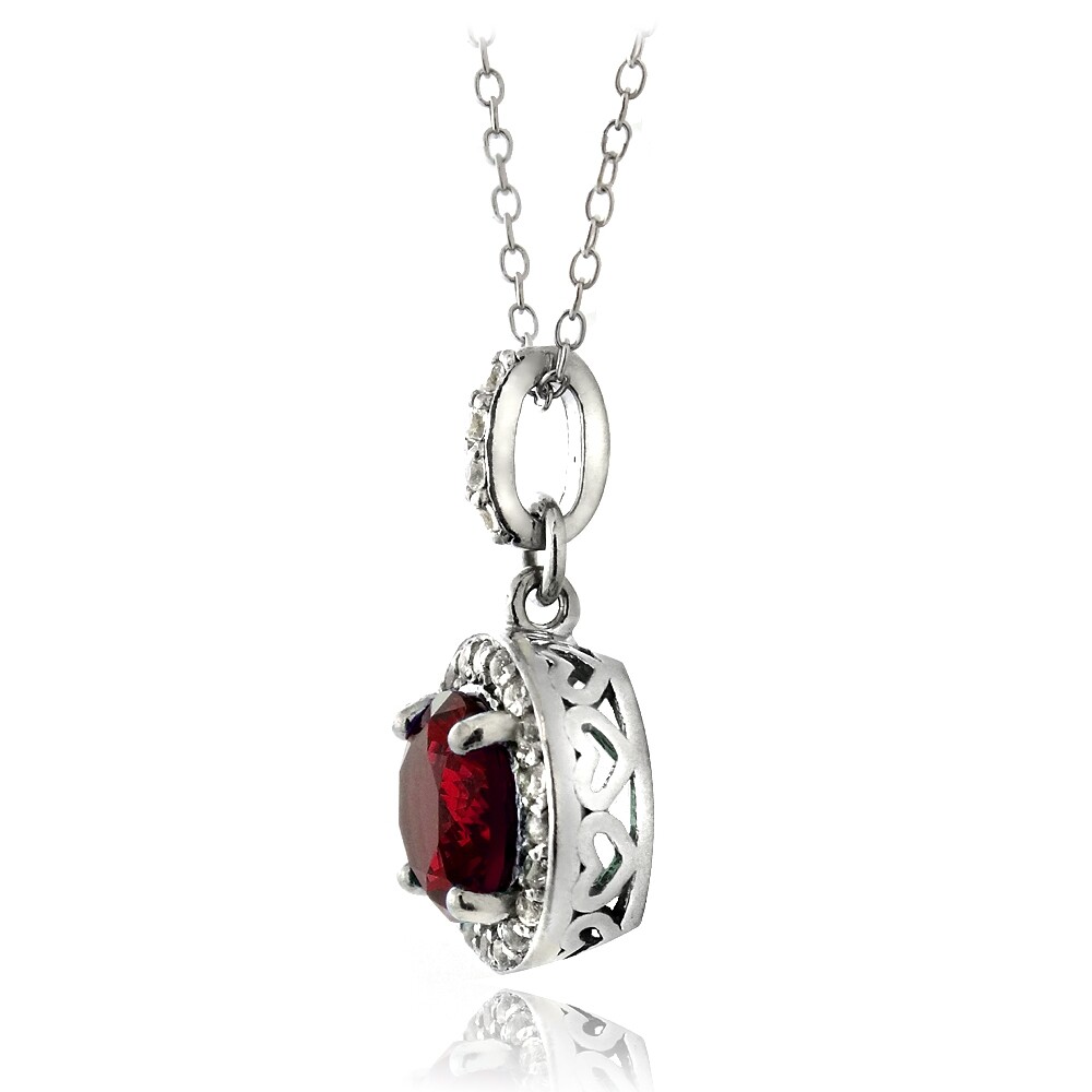 925 Silver 5.25ct Lab Created Ruby & Sapphire Earrings & Necklace Set