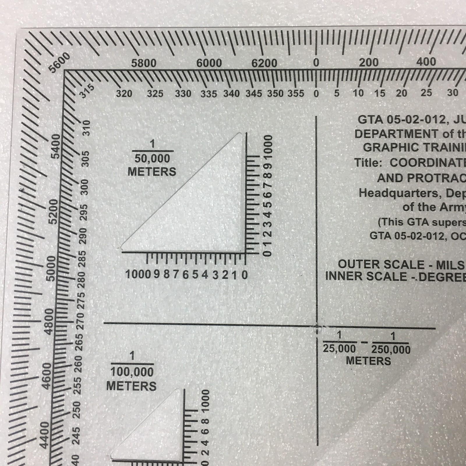 Coordinate Scale & Protractor GTA 05-02-012 Army Graphic Training Aid Mapping
