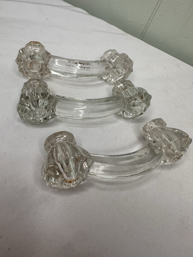 Furniture Handle Glass Original Drawer Pulls Knobs Lot 3