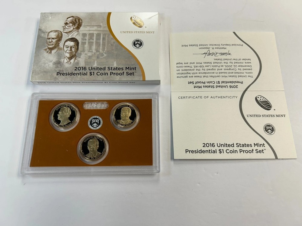 2007-2016 Complete Proof Sets Presidential Dollar Proof Sets with Boxes + COAs