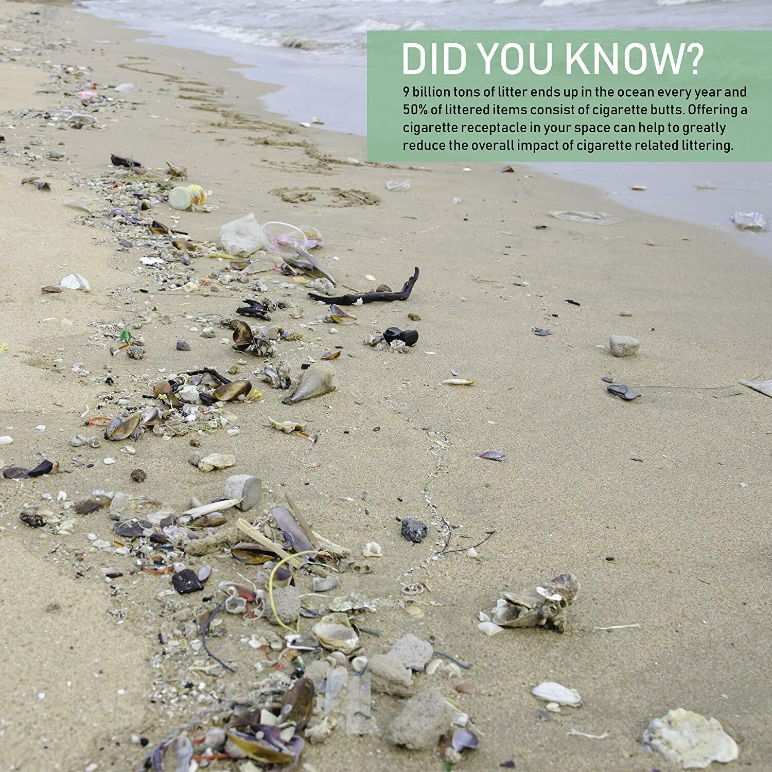 Elitra Wall Mounted Outdoor Stainless Steel Cigarette Butt Receptacle - Silver