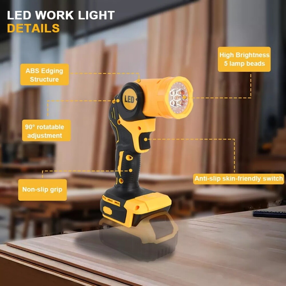 2PCS LED Pivoting Flashlight Cordless Work Light For DeWALT LED 20V 20Volt MAX