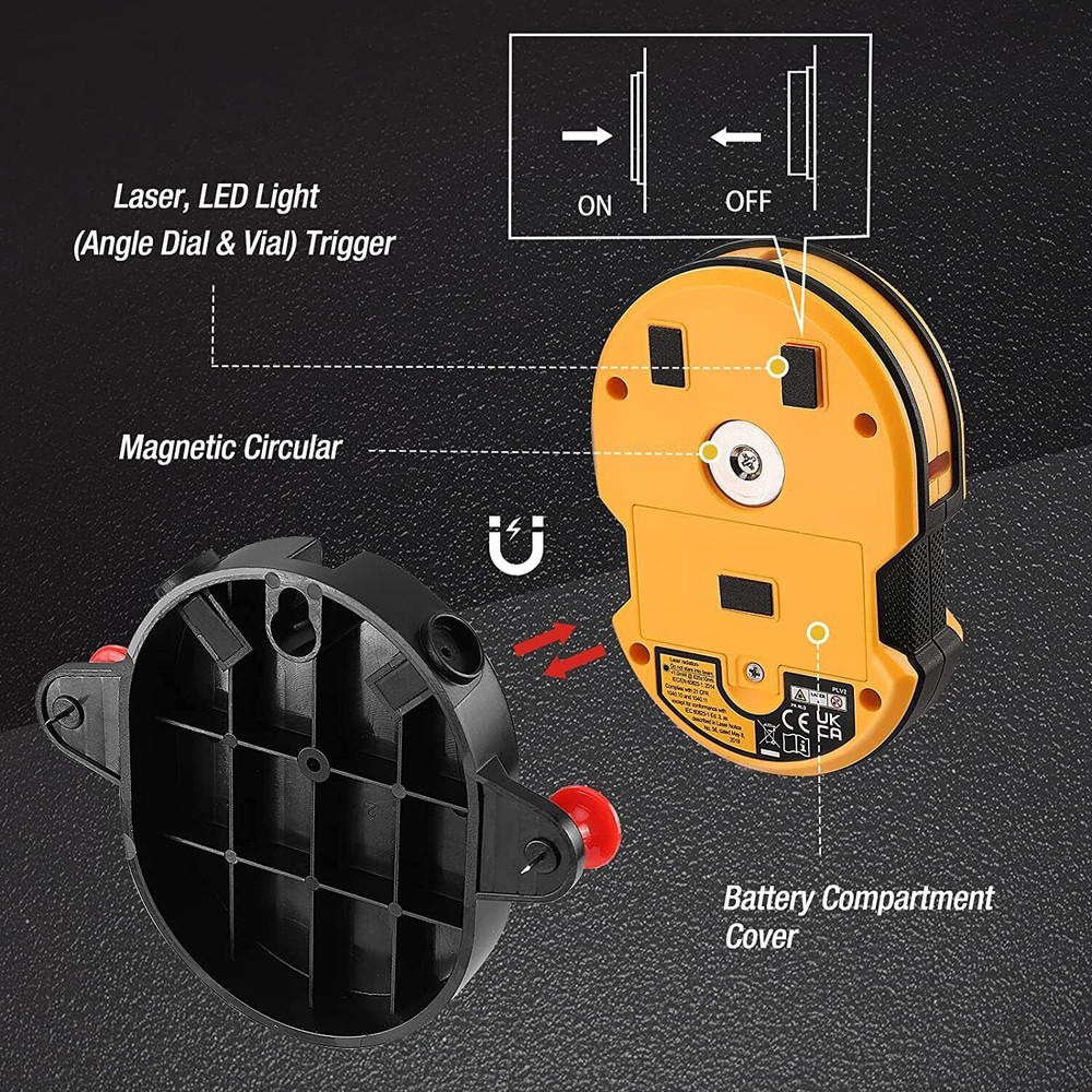 Multi Surface Laser Level LED Light Vial 30Ft Horizontal Vertical Line Laser NEW