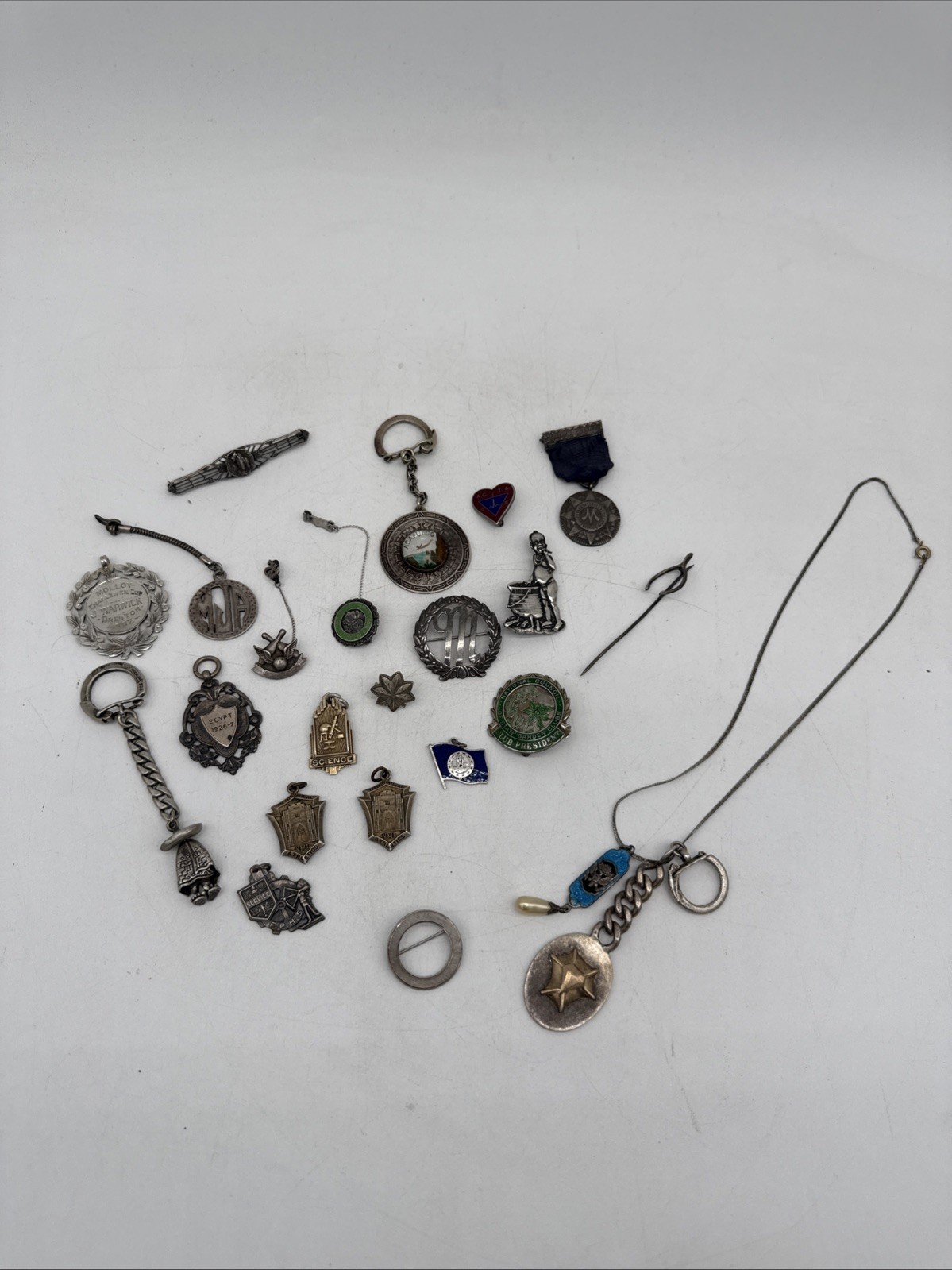 Sterling Silver Lot of Charms Keychains Awards ETC Approx 5.5 Ounce