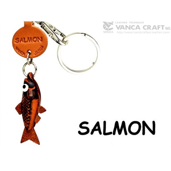 Salmon Japanese Leather Keychains Fish