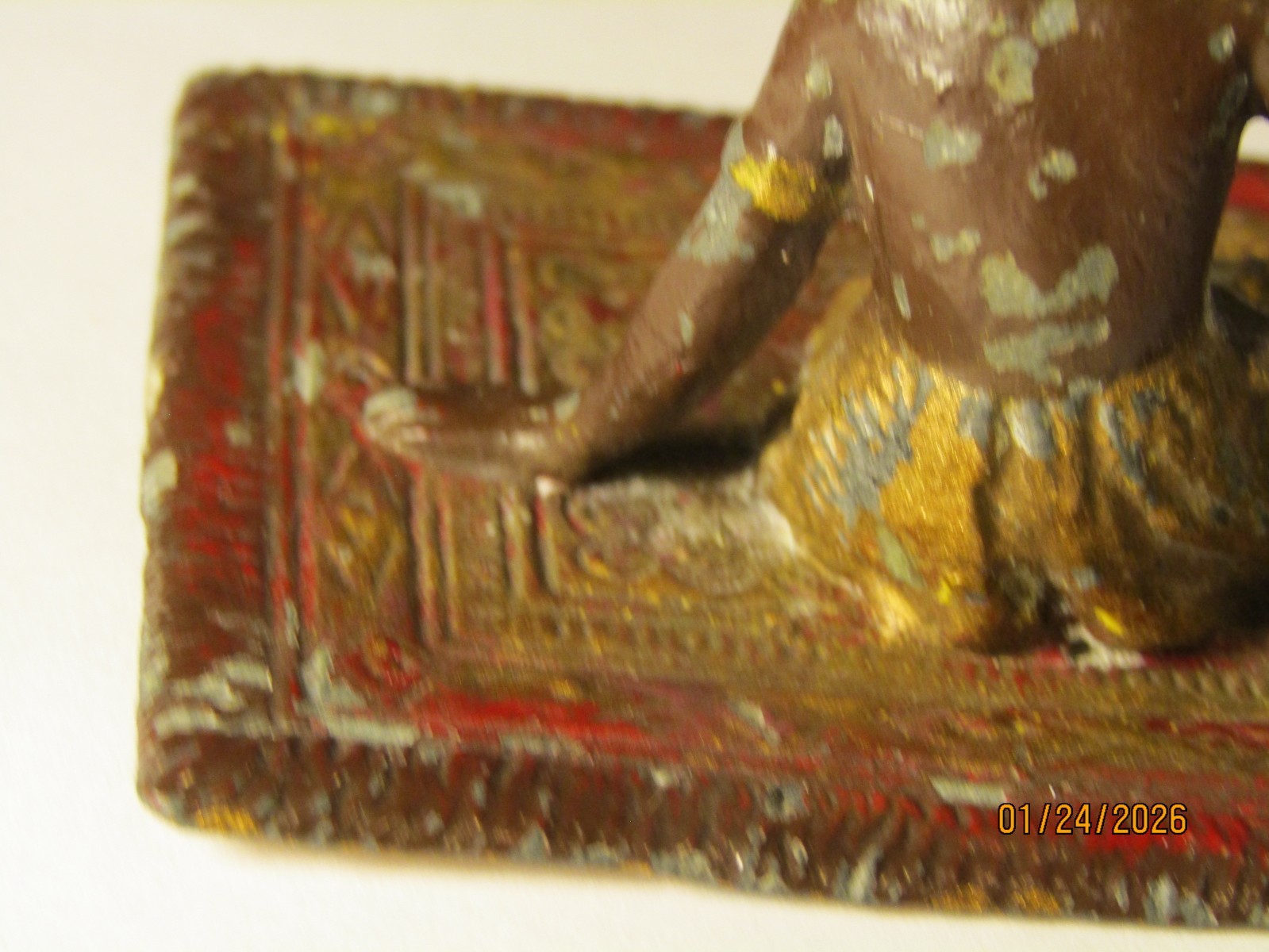 Antique Bergmann Vienna Austrian Cold Painted Bronze Arabic Topless Woman Carpet