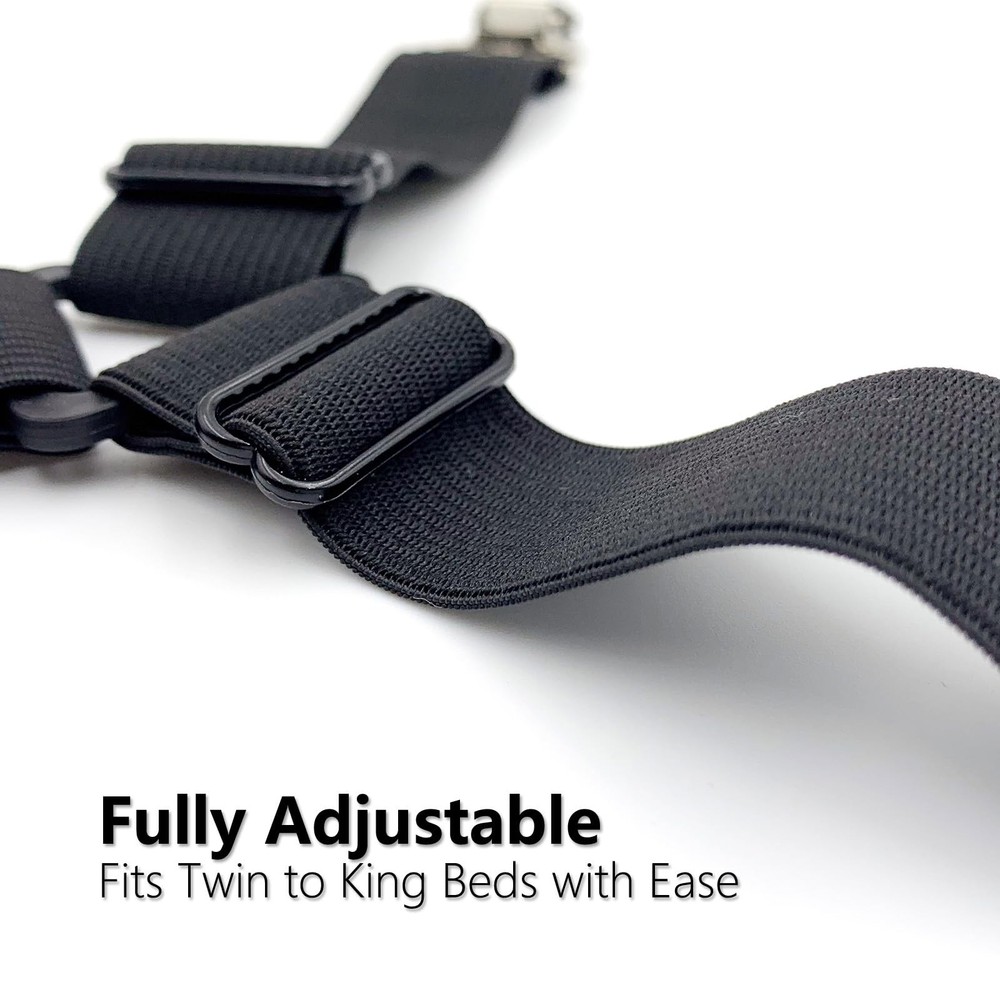 Qgond 4PCS Bed Sheet Holder Straps – Triangle Adjustable Elastic Black