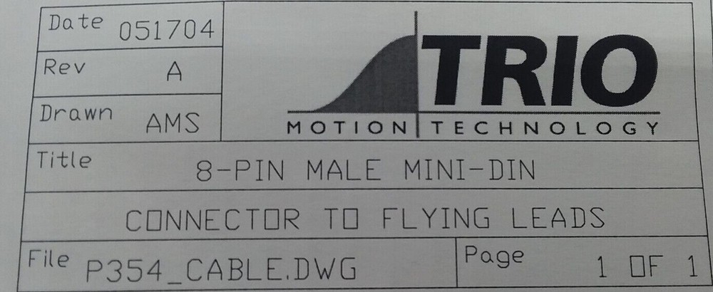 TRIO Motion Technology P354 Mini-DIN to Flying Lead Cable