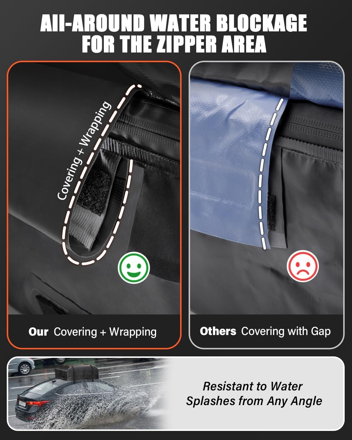 Waterproof Rooftop Cargo Carrier Bag 15 Cubic Feet Car SUV Roof Top Storage