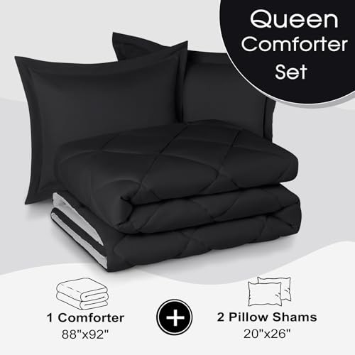 Comforter Set - Black Comforter Set Reversible Bed Queen 02 - Black/Grey