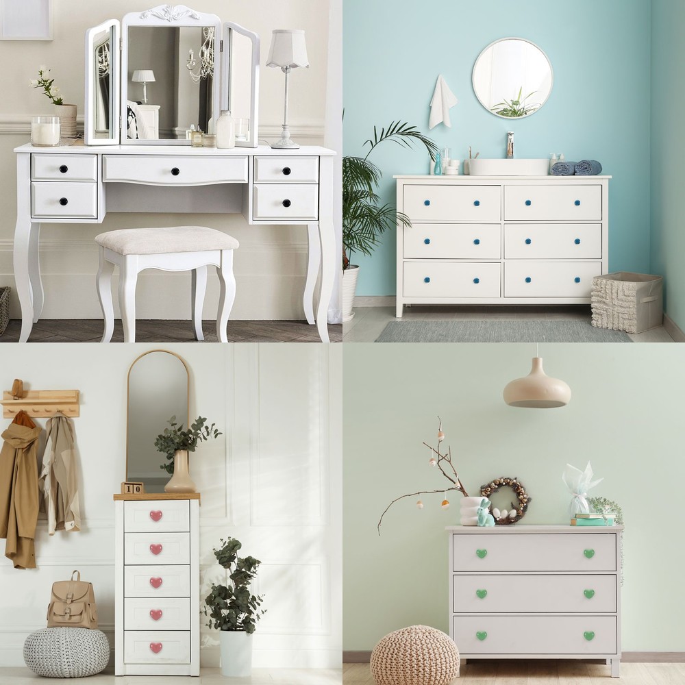 2 x Round Ceramic Drawer Knobs Blue Dresser Pulls Handles for Decor