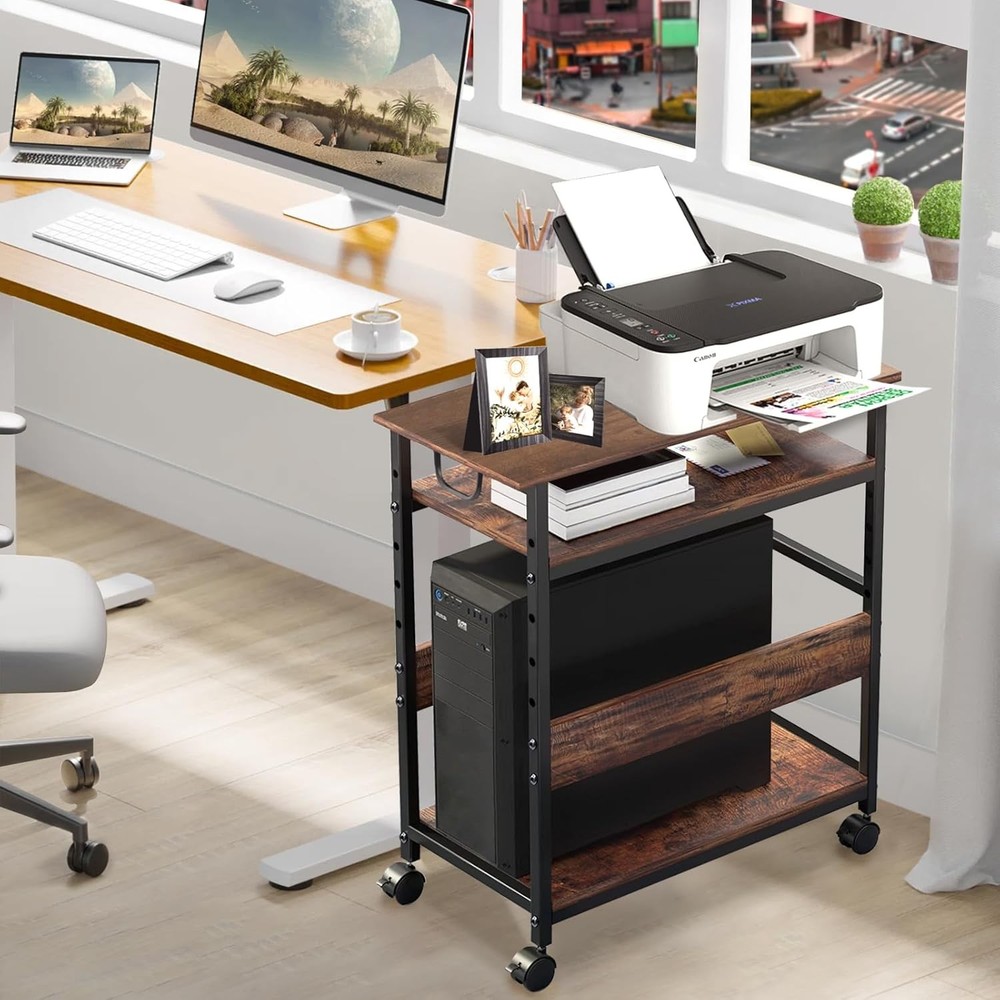 TooCust Computer Tower Stand Under Desk, and Rustic Brown
