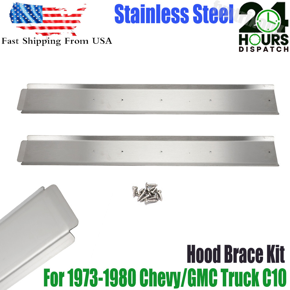 For 1973-1980 Chevy GMC Truck C10 Hood Brace Kit Stainless Steel Hood Saver US