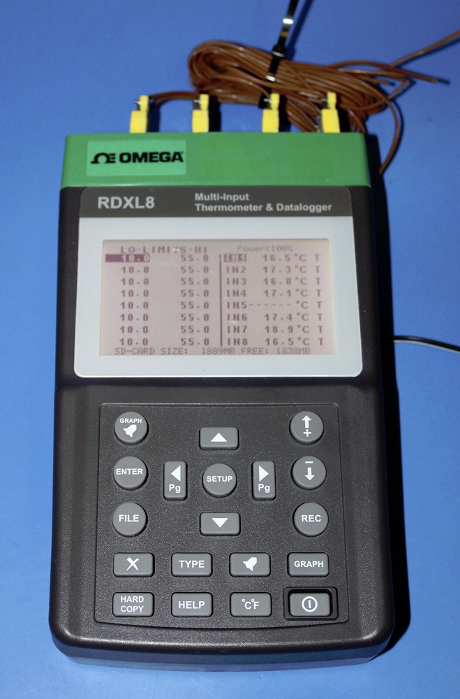 OMEGA RDXL8 8 Input Portable Thermometer Data Logger