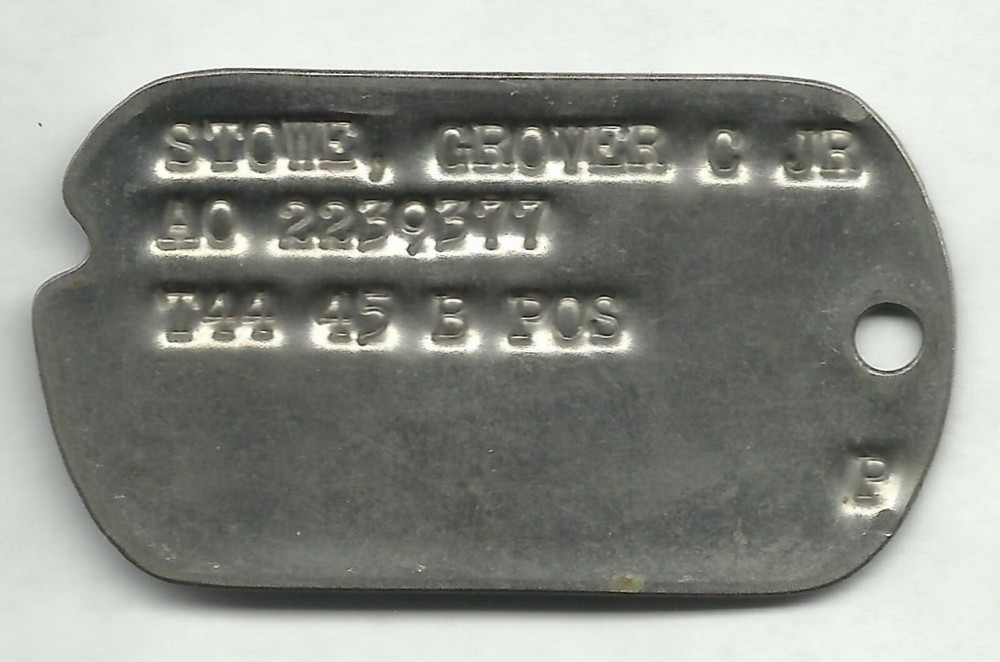 Vintage Dog tag WW2 military grover c stowe jr (#4)