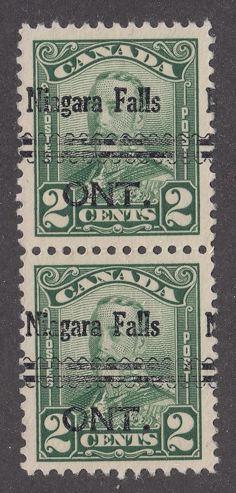 Canada Precancel "NIAGARA FALLS" 3-150, Vertical Pair