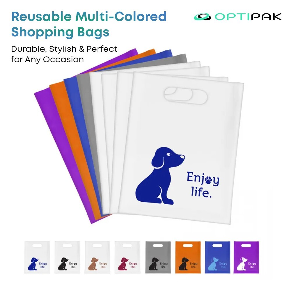 OPTIPAK 20x22 Plastic Bags – 50 Pack with Die-Cut Handles for Retail & Party