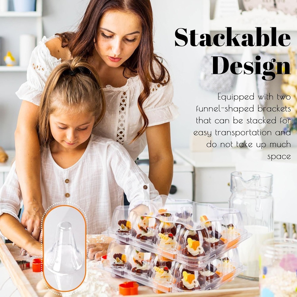 12 Count Mini Cupcake Containers 20 Pack Cupcake Holder with Detachable Tall ...