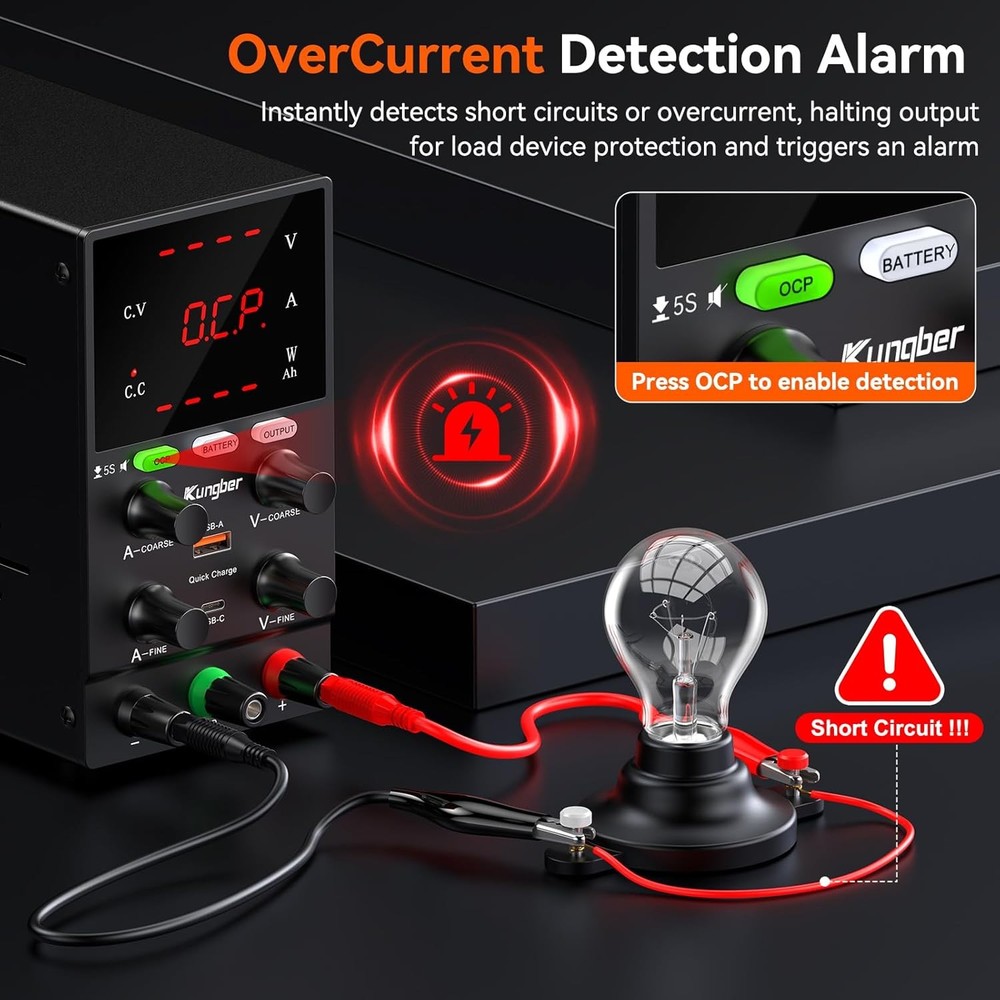 DC Power Supply Variable 120V 3A Adjustable Switching Regulated DC Bench Power