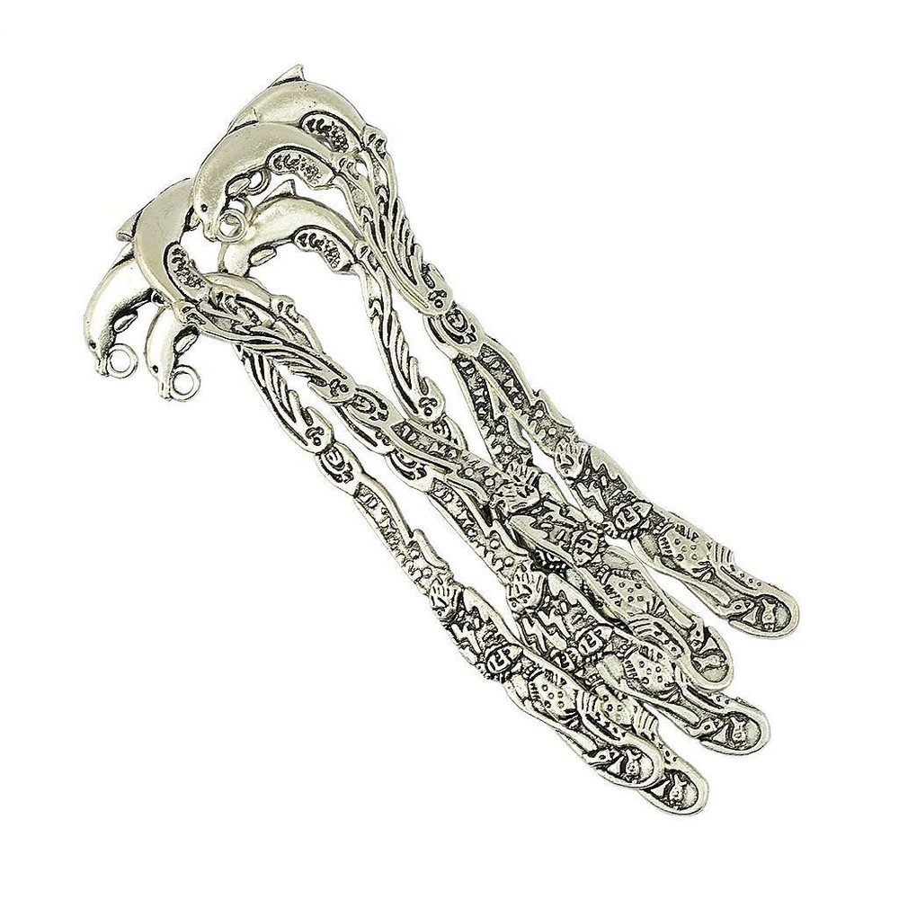 6 Pieces Dolphin Pattern Alloy Bookmarks with Hole for