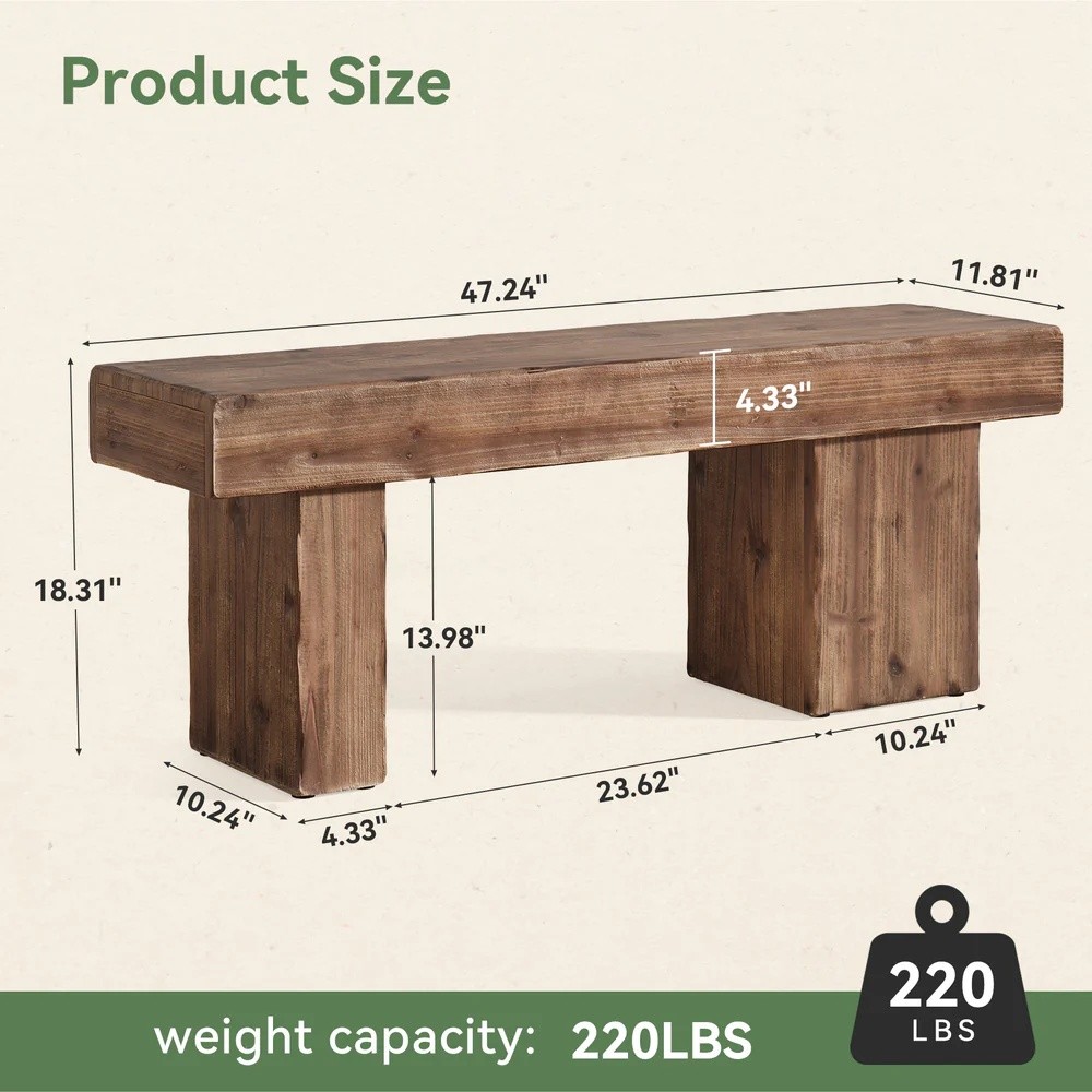Solid Bench Kitchen Bench Shoe Bench End-of-bed Seat