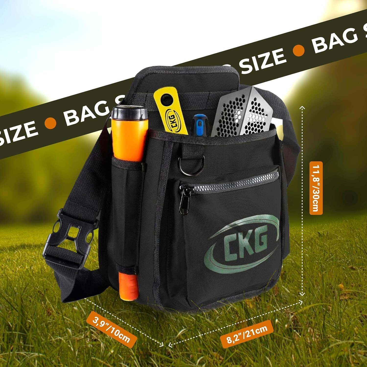 CKG Metal Detecting Finds Bag Waist Digger Tools Bag for Pinpointer, Black