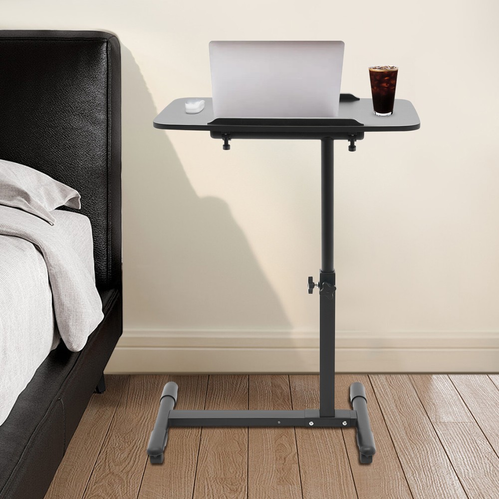 Adjustable Rolling Bedside Table with Wheels for Home and Office Use