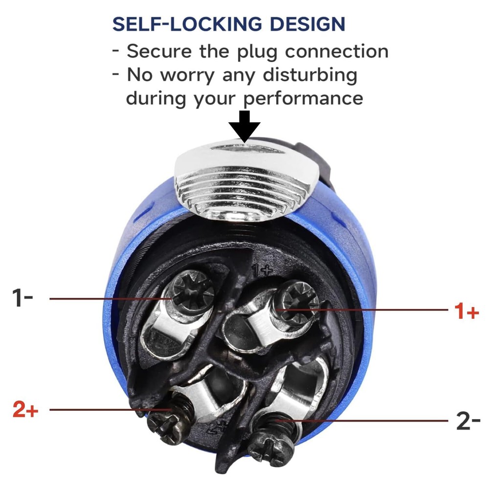 Elbow Right Angle Speakon Cable Adapter Connectors 4 Pole L-Shape High-Load S...