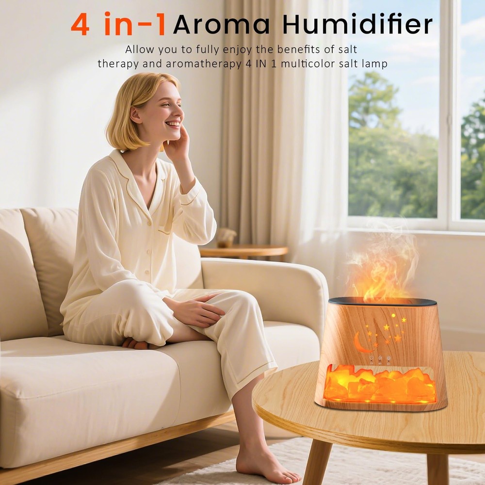 Essential Oil Diffuser : 260ml Aromatherapy Diffuser & Himalayan Salt Lamp wi...