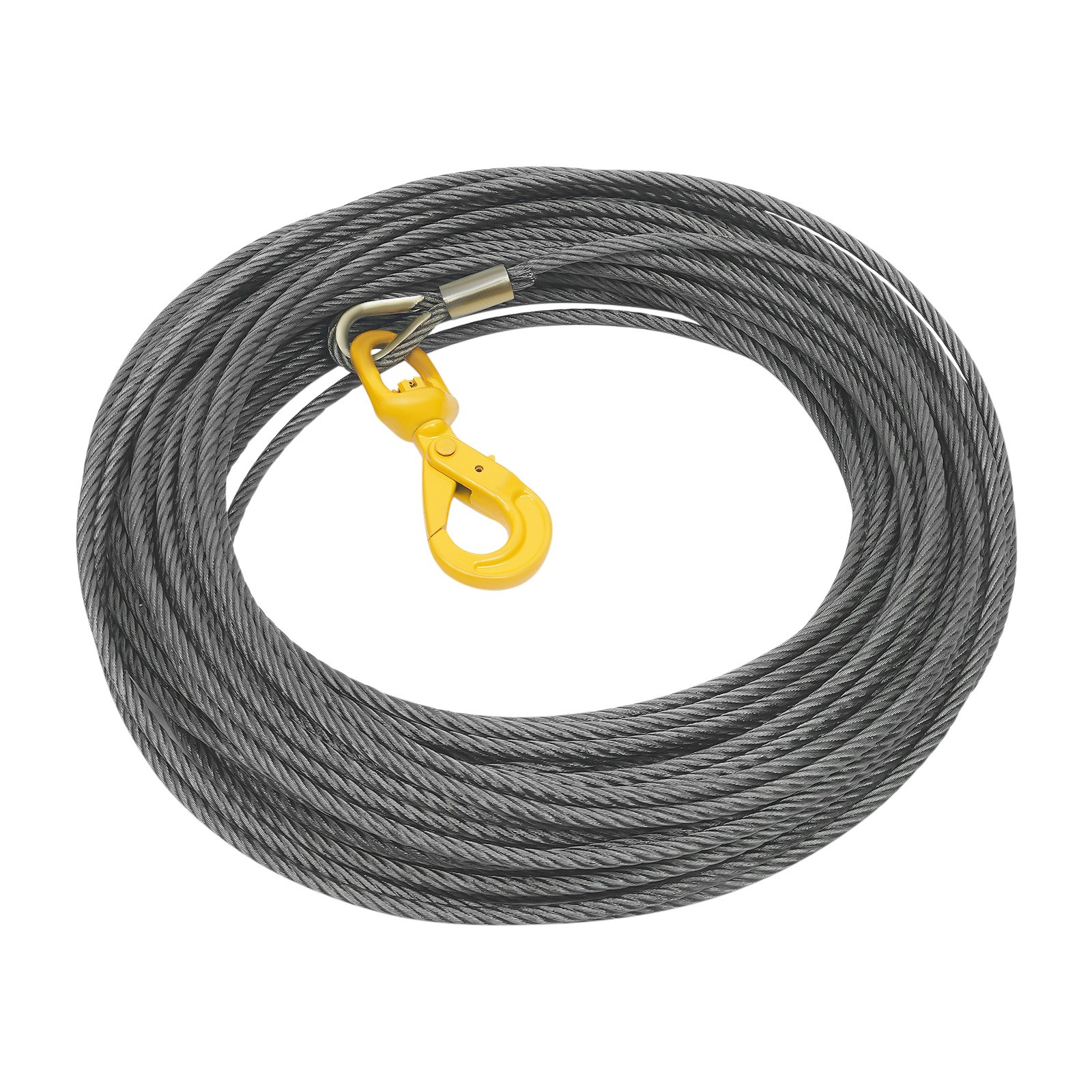Wire Rope with Swivel Hook 3/8"x150ft Winch Cable with Self Locking Hook Safety