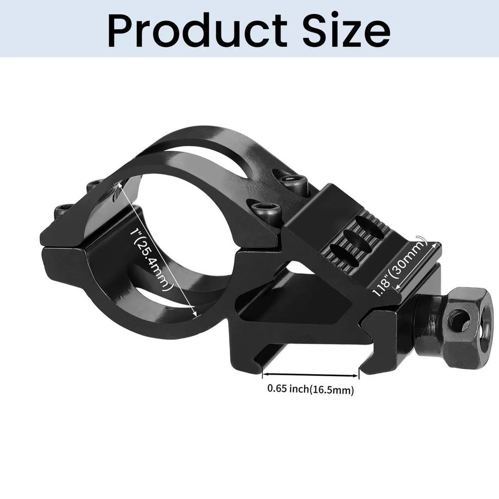 Offset Picatinny Rail Mount, 1 Inch Picatinny Flashlight Mount, Flashlight Mo...