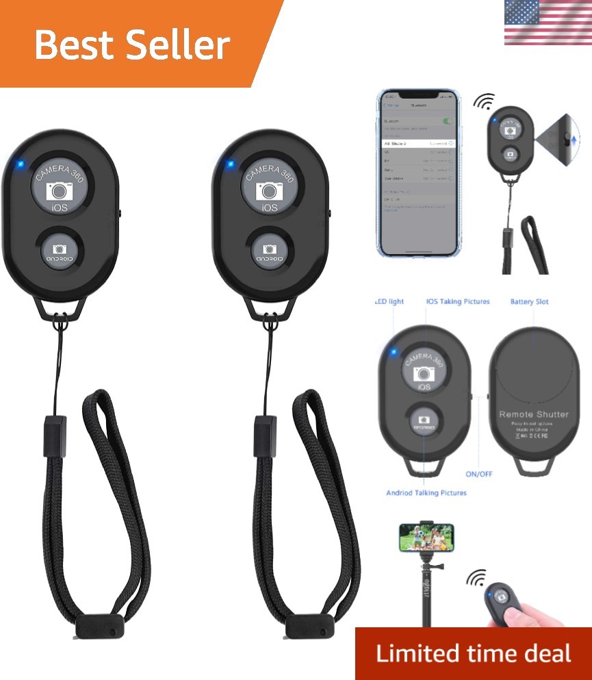 Wireless Camera Remote Shutter 2 Pack for iPhone & Android – Perfect for Selfies