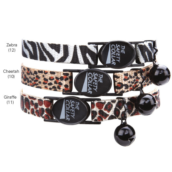 Meow Town Collection Animal Print Cat Collars Giraffe Cheetah Zebra Collar bell