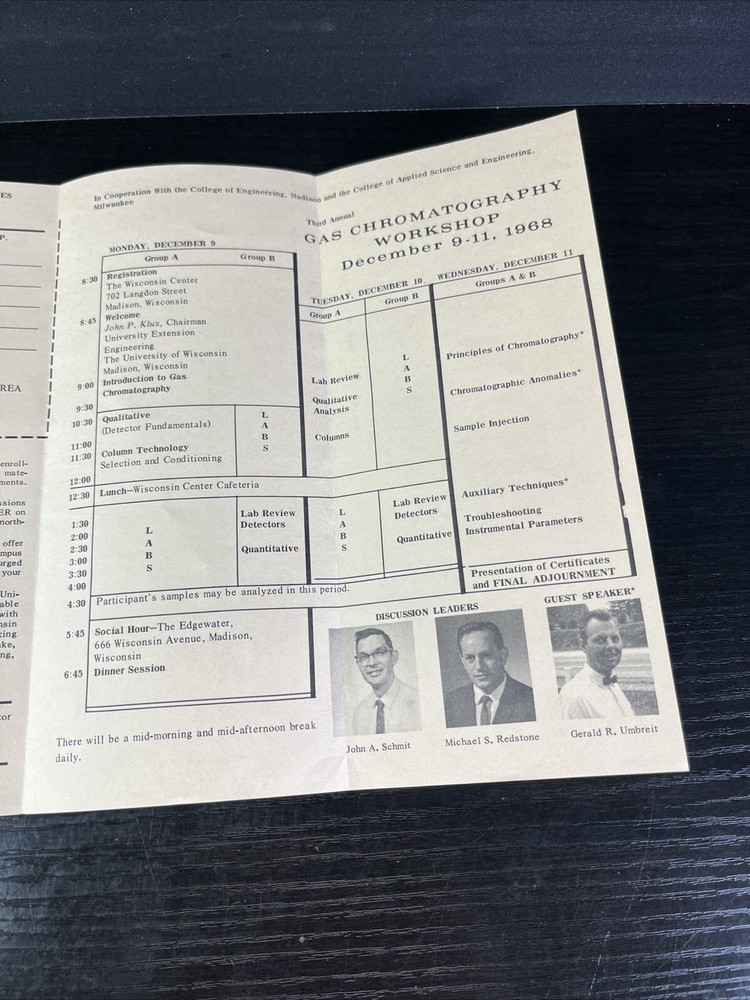 VTG Store Catalog Engineering Institute 3rd Gas Chromatography Workshop 1968