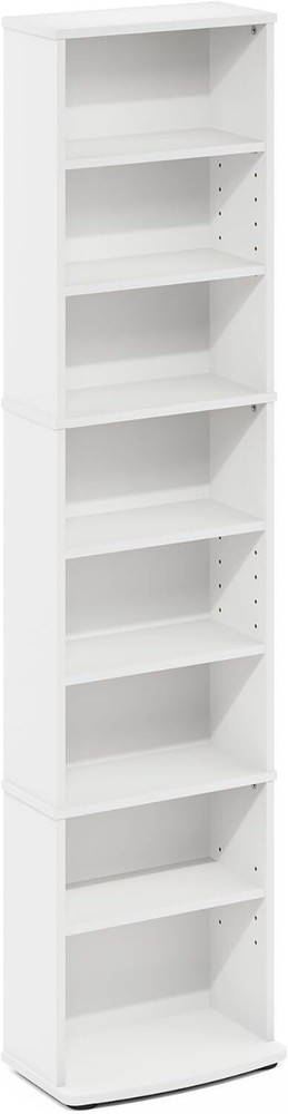 Space Saving Multimedia Storage Tower Cabinet Adjustable Shelf CD DVD Game White