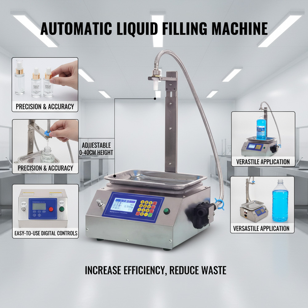 Automatic Digital Liquid Filling Machine for Bottles, 10-5000 g Capacity