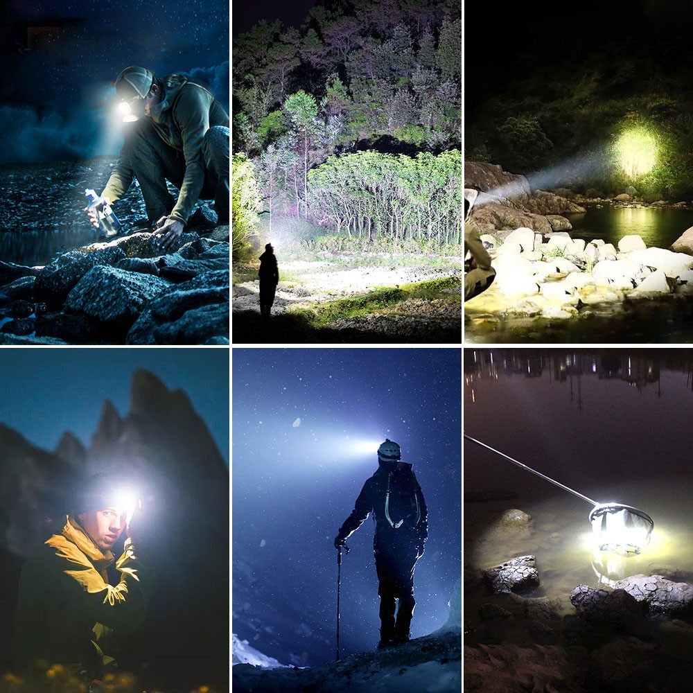 White Sensor LED Zoomable Headlamp Predator Head Torch Light USB Rechargeable