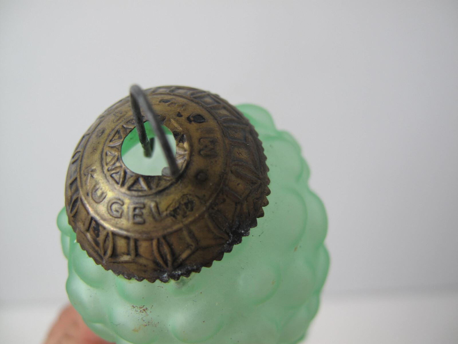 Vintage Kugel Midwest Christmas Ornament Green Glass Grape Long