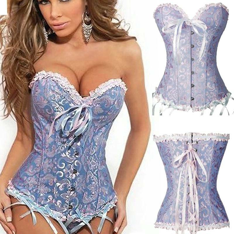 Women Classic Black Corset Bustier Gothic Burlesque Waist Trainer Overbust Tops