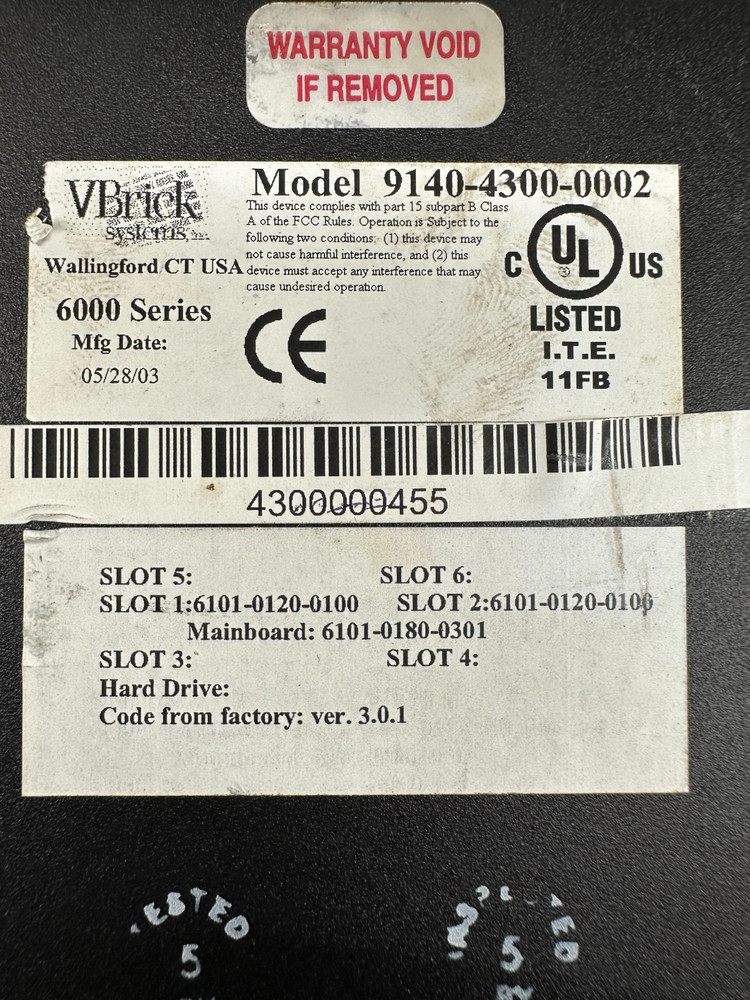 VBrick 9140-4300-0002 IP Video Encoder 600 Series