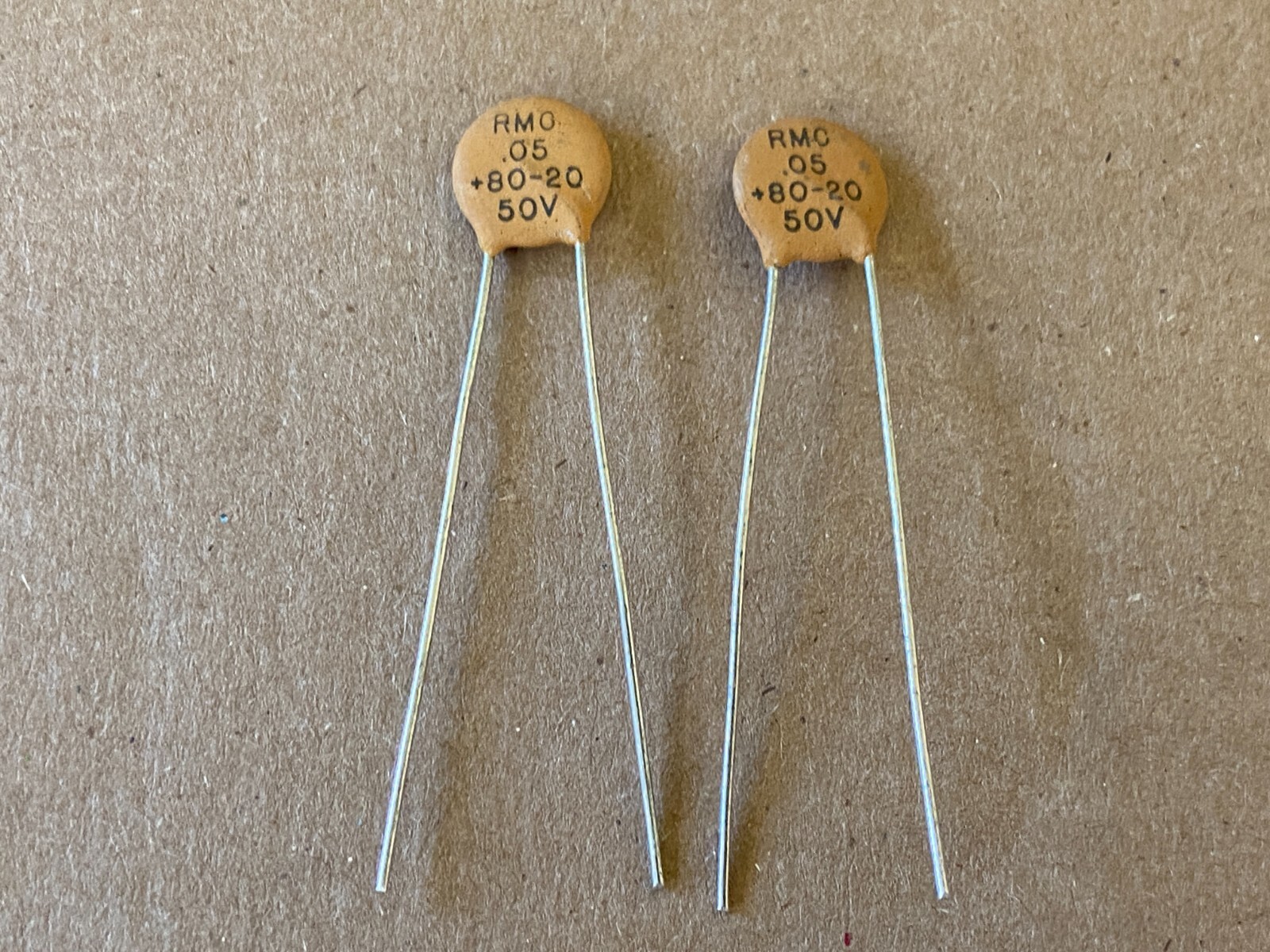 2 NOS Vintage 1970s RMC Ceramic Disc .05 uf 50v Mallory Guitar Tone Capacitors
