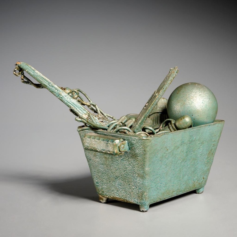 Found Objects Patinated Lightbulb Industrial Sculpture Modern Assemblage Art