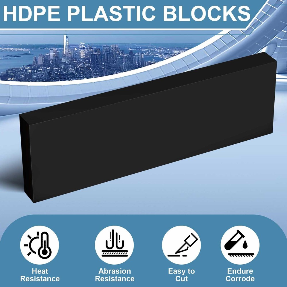 Colingmill 2 Pcs HDPE Plastic Block 1" x 4" x 12", Polyethylene Solid Plastic...