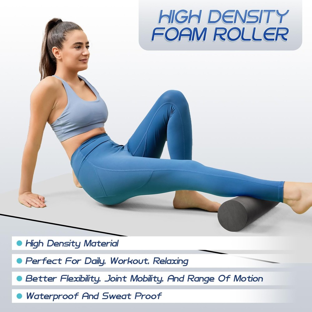 Foam Roller High Density Set for Deep Tissue Muscle Massage, 18" Trigger Point
