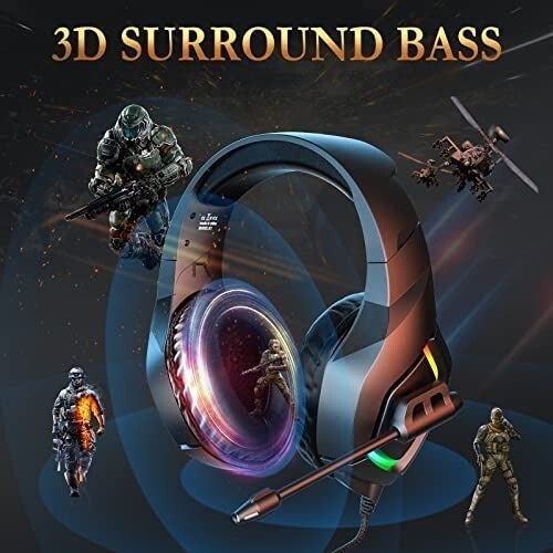 Gaming Headset with RGB Lights & Adjustable Microphone