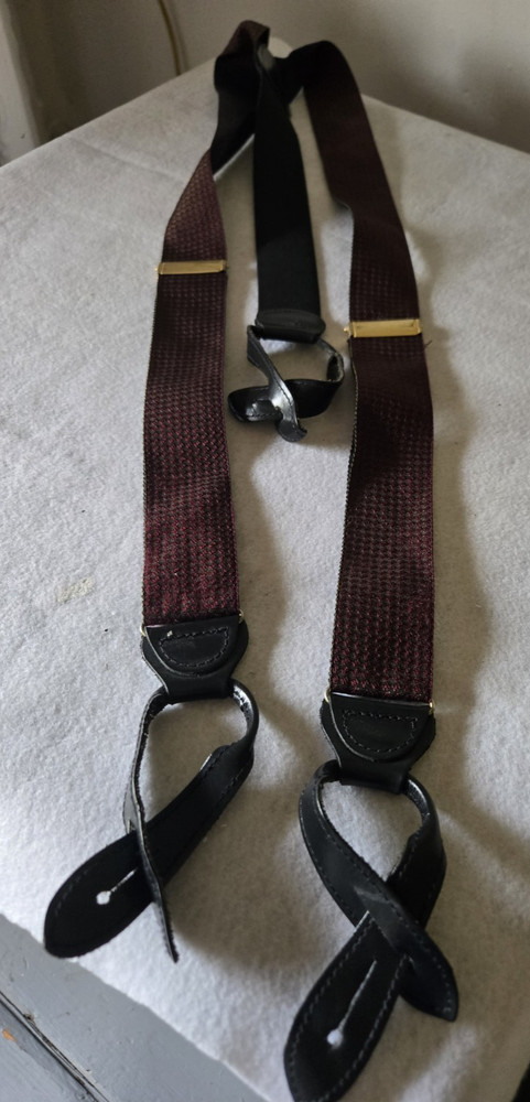Two Suspenders Black & Multicolored Metal Button-Hole Elastic Adjustable